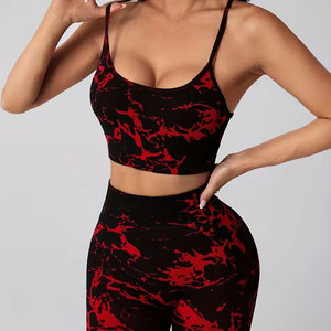 Women Tie Dye Sports Set High-Waisted Yoga <b>Leggings</b> and Tank <b>Top</b> <b>Long</b> Pants with High Stretch Seamless Tie-Dye Yoga Pants - Product Image 5