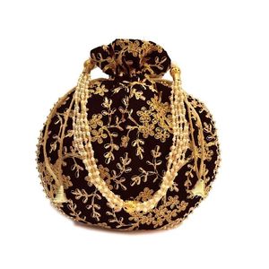 PRODUCTS EMBROIDERED BEADED DRAWSTRING Potli Bag Evening Party Handbag Bridal <b>Wedding</b> Purse Jewelry Cosmetics Packaging - Product Image 2