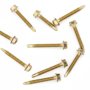 Heavy Duty Yellow Zinc Coated Self-Drilling Metal <b>Screws</b> - Hexagon Washer Head Fasteners Class 8 - Product Image 1