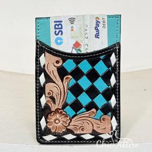 กระเป๋าใส่บัตรหนังแท้ทำมือสุดหรู ลายตาราง  แบบบาง ไม่มีตัวล็อค  สั่งทำได้  ขั้นต่ำในการสั่งซื้อน้อย - Product Image 1