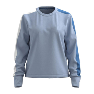 Sudadera Casual de Mujer, Color Azul Claro, Cuello Redondo, Manga Larga, Tejido de Algodón/Bambú, con Bordado y Encaje, para Otoño - Product Image 2