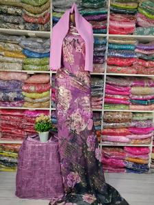 Bleu ciel léger filles et femmes mariage Slub Jacquard plaine mousseline de soie Lurex perlé Fransawi Dirac robe en tissu - Product Image 3