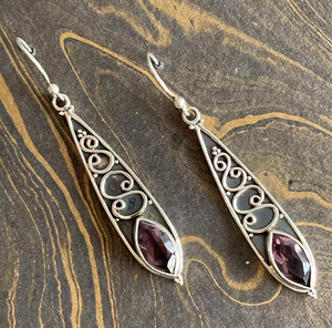Amethyst Birthstone Gemstone 925 <b>Sterling</b> <b>Silver</b> Earrings Handcrafted Vintage Jewelry for Anniversary - Product Image 3