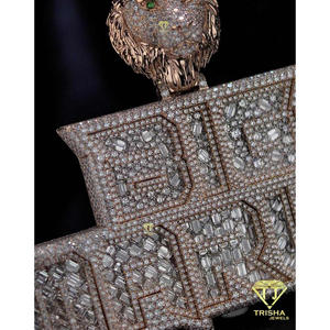 Big Dirty <b>Custom</b> <b>Name</b> Pendant With Lion Head VVS Moissanite Diamond 925 Sterling Silver Iced Out Hip Hop <b>Necklace</b> Luxury Jewelry - Product Image 3