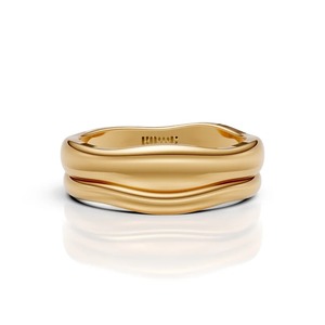 Bague Statement en Or Jaune 14K – Bijou Masculin Audacieux avec Bande Ondulée Organique - Product Image 2