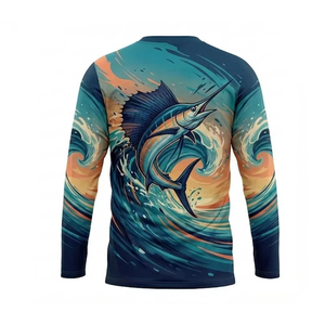 เสื้อตกปลาผู้ชายแบบกำหนดเอง UPF 50 ป้องกันแบคทีเรีย ระบายอากาศได้ดี ผ้ายืดสแปนเด็กซ์/โพลีเอสเตอร์ แห้งเร็ว แบบสวมหัว OEM/ODM มีตัวอย่างฟรี - Product Image 2