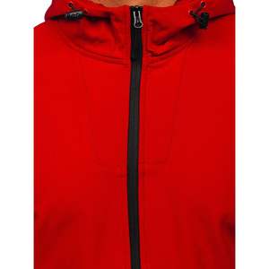 Veste en polaire à capuche rouge pour homme, fermeture éclair, coupe-vent décontractée, manteau d'extérieur pour l'automne - Product Image 4