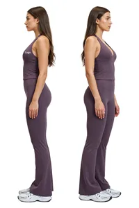 Ensemble de fitness personnalisé en gros pour femmes, avec décolleté en V profond, taille haute et effet push-up, pour l'entraînement actif, conception personnalisée et service OEM - Product Image 2