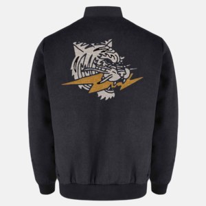 Blouson Bomber Unisexe Noir en Mélange de Laine avec Broderie Tigre, Fermeture Éclair, Style Décontracté Hiver, Imperméable, à Capuche, Style Urbain - Product Image 4