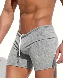 Men Knitted Solid Color Casual Loungewear Shorts Mid Rise Soft Polyester/Cotton Blend Breathable Summer - Product Image 2