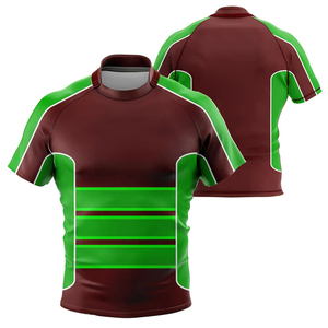Maillot de rugby personnalisable pour homme, manches courtes, extensible, imprimé par sublimation, avec logo et couleur personnalisés - Product Image 1