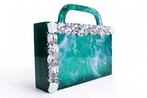 <b>White</b> Marbled Resin Vintage Clutch Bag with Pearl Handle Lock Closure Waterproof Evening Wedding <b>Handbag</b> for <b>Women</b> Chain Strap - Product Image 2