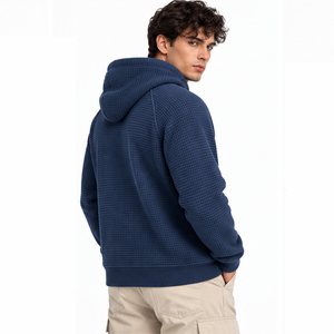 Sweat à capuche pour homme en tricot gaufré à manches longues, pull thermique décontracté, streetwear d'hiver, sweat à capuche personnalisé pour le sport, vêtements en gros - Product Image 2