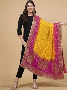 Designer Bandhani Dupatta <b>Art</b> Silk Handmade Tie Dye Dupatta for Festive Wear - Product Image 3