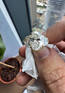 Oval Cut Lab Grown Diamond Three Stone IGI Certified VVS2 14K Yellow Gold Engagement Party Wedding <b>Ring</b> <b>Statement</b> Bridal <b>Ring</b> - Product Image 5