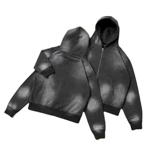 Conjunto Deportivo Personalizado para Hombre con Capucha, Color Sólido, Cierre de Cremallera, Corte Holgado Informal, Transpirable, 100% Algodón, para Otoño - Product Image 3
