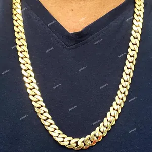 Хит продаж, 16 мм, 10 карат, 14 карат, цепочка из чистого золота, цепочка в стиле хип-хоп, настоящее кубинское ожерелье, ювелирные изделия для мужчин и женщин