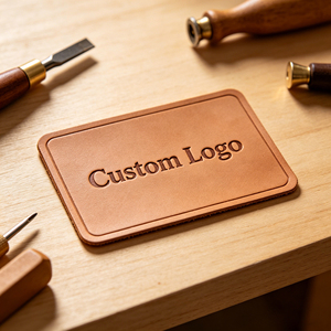 Patchs en cuir de vachette véritable en gros, badges en cuir personnalisés avec logo estampé, patchs en cuir gravés au laser sur mesure en vrac, OEM - Product Image 5