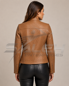 Heritage Atelier Micro Woven <b>Leather</b> <b>Jacket</b> Handcrafted Genuine Cowhide Luxury Eco-Friendly Windproof Unisex Private Label OEM - Product Image 3