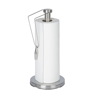 Modern Stainless Steel Paper Towel Holder With Tension Arm & <b>Weighted</b> Base <b>Standing</b> Kitchen Roll Dispenser For Home & Hotel Use - Product Image 1