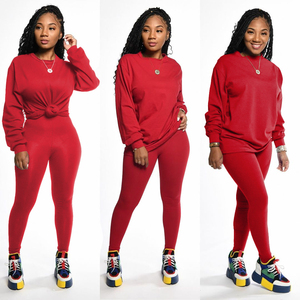 Women Two Piece Jogger <b>Set</b> Crew Neck Sweatshirt and Leggings Casual Streetwear Plus Size Custom Logo - Product Image 4