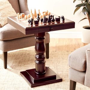 Mesa de Ajedrez de Madera de Lujo |   Mesa de Juego con Base de Pedestal |   Exportación de Muebles para Restaurantes, Hoteles y Cafeterías - Product Image 5