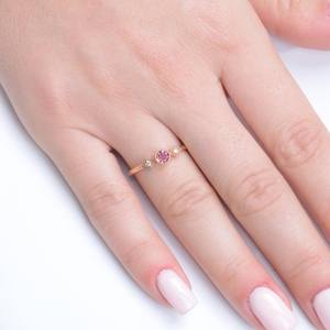 Anillo de compromiso delicado con turmalina, hecho a mano en plata de ley 925 con baño de oro de 14K, joyería fina para mujer - Product Image 2