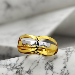 Elegant Two-Tone Gold Interwoven Band <b>Ring</b> | Modern <b>Mens</b> & Womens Daily Wear Jewellery - Product Image 4