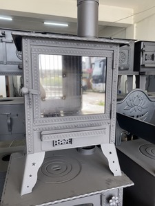 Compact Wood Burning Fireplace Stove with Glass Door <b>Small</b> Space <b>Heater</b> Handmade - Product Image 2