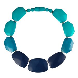Blue Statement Necklace for Women Blue Statement Necklace for Women, Handmade Chunky Necklace for Women in Blue <b>Resin</b> <b>Craft</b> - Product Image 1