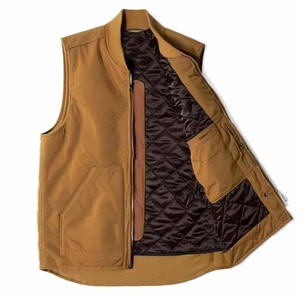 Chaleco de trabajo sin mangas para hombre, transpirable, personalizado, con forro acolchado de invierno, estilo cargo, de lona tejida lavada, para uso urbano - Product Image 6