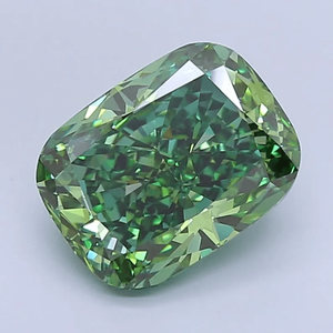 Premium Quality Lab Grown Diamonds 3.00 Carat Fancy Vivid Green Color <b>Cushion</b> Cut IGI Certificate VS1 Clarity CVD <b>Big</b> Diamonds - Product Image 1