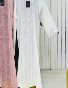 Abaya Modeste de Dubaï en Gros, Perlée et Pailletée, à Manches Longues, Traditionnelle Musulmane, Faite à la Main, pour Mariage, en Polyester Respirant, Col en V pour Femme - Product Image 5