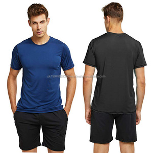 T-shirt de performance uni vierge en polyester 100% personnalisé pour hommes, vêtements de course fonctionnels, t-shirt à coupe ample à séchage rapide, t-shirt de sport - Product Image 3
