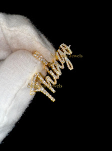 Moda 10K oro sólido cursiva letra inicial nombre colgante personalizado Iced Charms collar diamante Natural regalos personalizados Ideas - Product Image 6