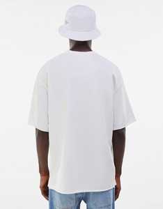 T-shirt blanc surdimensionné pour homme, mélange de coton, épaules tombantes, style streetwear décontracté, vêtements d'été, logo personnalisé, marque privée - Product Image 6