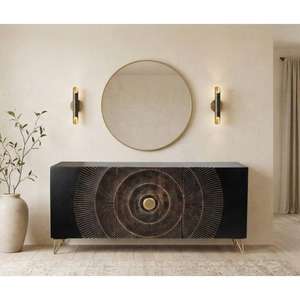 golden sunburst cnc designed <b>sideboard</b> wooden <b>storage</b> cabinet - Product Image 1