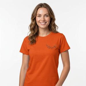 Camiseta de Manga Corta para Hombre, Color Naranja, con Logotipo de Ala en Relieve en la Parte Delantera, Cuello Redondo, Corte Regular - Product Image 5