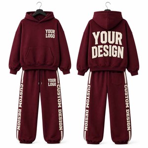 Custom High Quality Regular Fit Heavyweight Women's Casual Puff-Print Breathable Polyester/Cotton Hoodie <b>Sweatpants</b> <b>Set</b> Long - Product Image 1