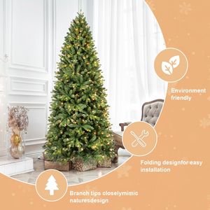 Árbol de Navidad Artificial Preiluminado de 2.1 m con 400 Luces, Fácil Montaje, Diseño de Bisagras, Ramas Mixtas de PE y PVC - Product Image 4