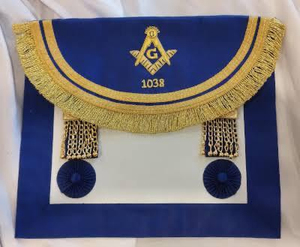Tablier maçonnique classique royal vintage hautement personnalisé en cuir d'agneau brodé fait main avec épingle de sûreté – Vente en gros - Product Image 2