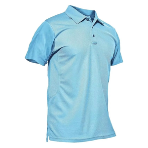 Polo de Manga Corta Azul para Hombre, Color Sólido, Tejido de Punto, Secado Rápido, Corte Regular, Camisetas Polo para Hombre - Product Image 6