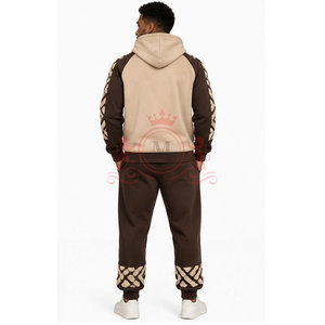 Conjunto Deportivo con Capucha para Hombre, Diseño Geométrico, Ropa Casual, Pantalón con Cordón Ajustable, 100% Algodón, Atuendo de Invierno - Product Image 2