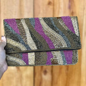 Handcrafted Indian Luxury Casual Daily Fashion Accessory Colorful Glass Beaded Baguette Handle Bag Durable <b>Crystal</b> Art Accessory - Product Image 4