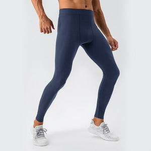 Leggings de compression taille haute pour hommes, 85% polyester, motif uni, taille élastique, longueur intégrale, respirant, logo personnalisé, 140g, tricot fin - Product Image 3
