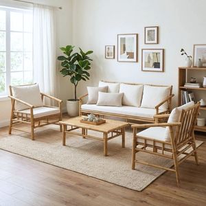 Ensemble de meubles de jardin et d'intérieur en bambou naturel 2026 – Table et chaises avec coussins par King Craft Viet - Product Image 3