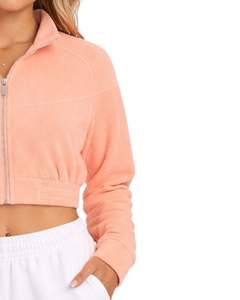 Veste polaire courte zippée personnalisée pour femme, légère, sportive, décontractée, chaude pour l'hiver, avec logo personnalisé, fournisseur OEM - Product Image 2