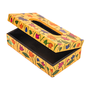 Decorative Floral Printed Wooden Tissue Box Holder For Home Office & <b>Car</b> Use Modern Napkin Box Dispenser For <b>Table</b> Top Accessory - Product Image 1