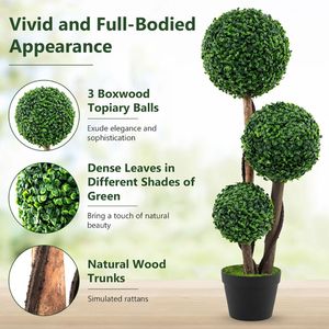 Albero di Bosso Artificiale in Vaso Alto 36 Pollici, Elegante Prodotto Decorativo da Giardino - Product Image 6