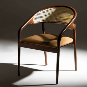 Chaise de salle à manger en teck moderne artisanale avec cannage naturel imperméable, mobilier de luxe pour appartement, restaurant, villa - Product Image 1